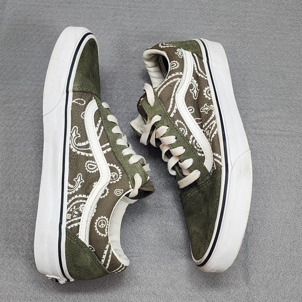 Vans Old Skool Paisley Print Suede Canvas Skate Shoes Olive Green‎ M 6 W 7.5 - Picture 4 of 8